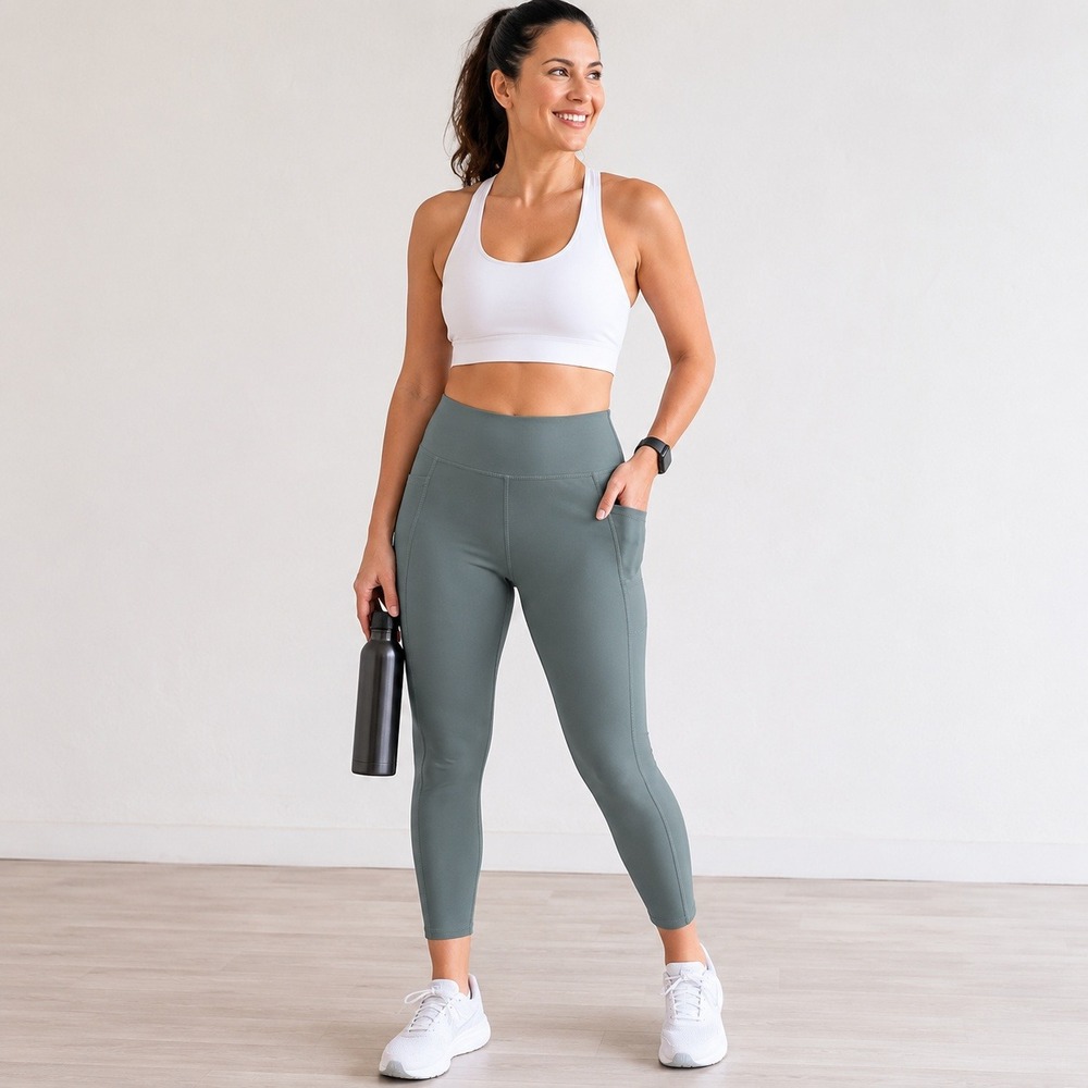 Skechers GOwalk GOFLEX High Waisted 7/8 Leggings Green XL 1559988 Pockets